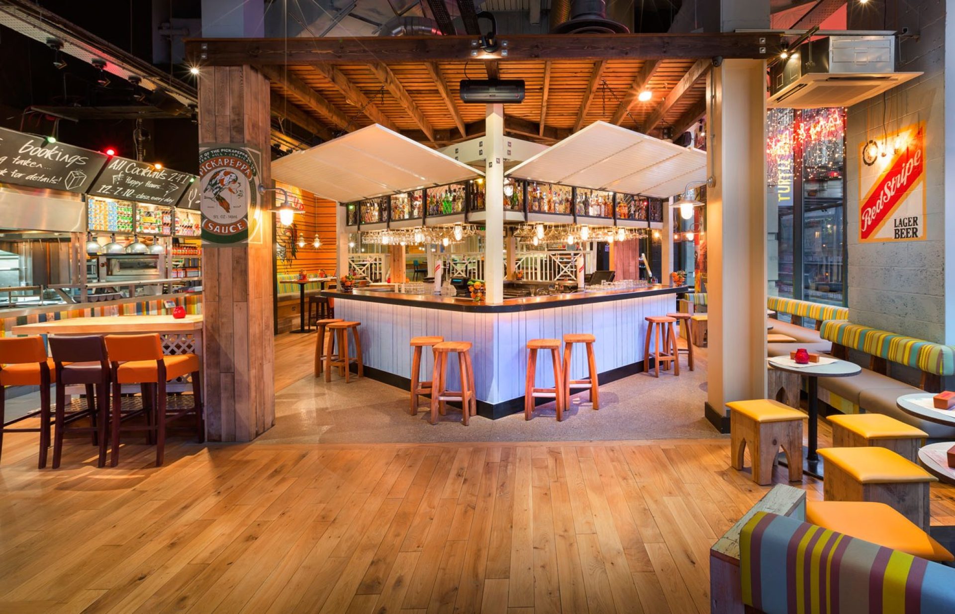 Nottingham interior island bar serving up tropical 2-4-1 cocktails