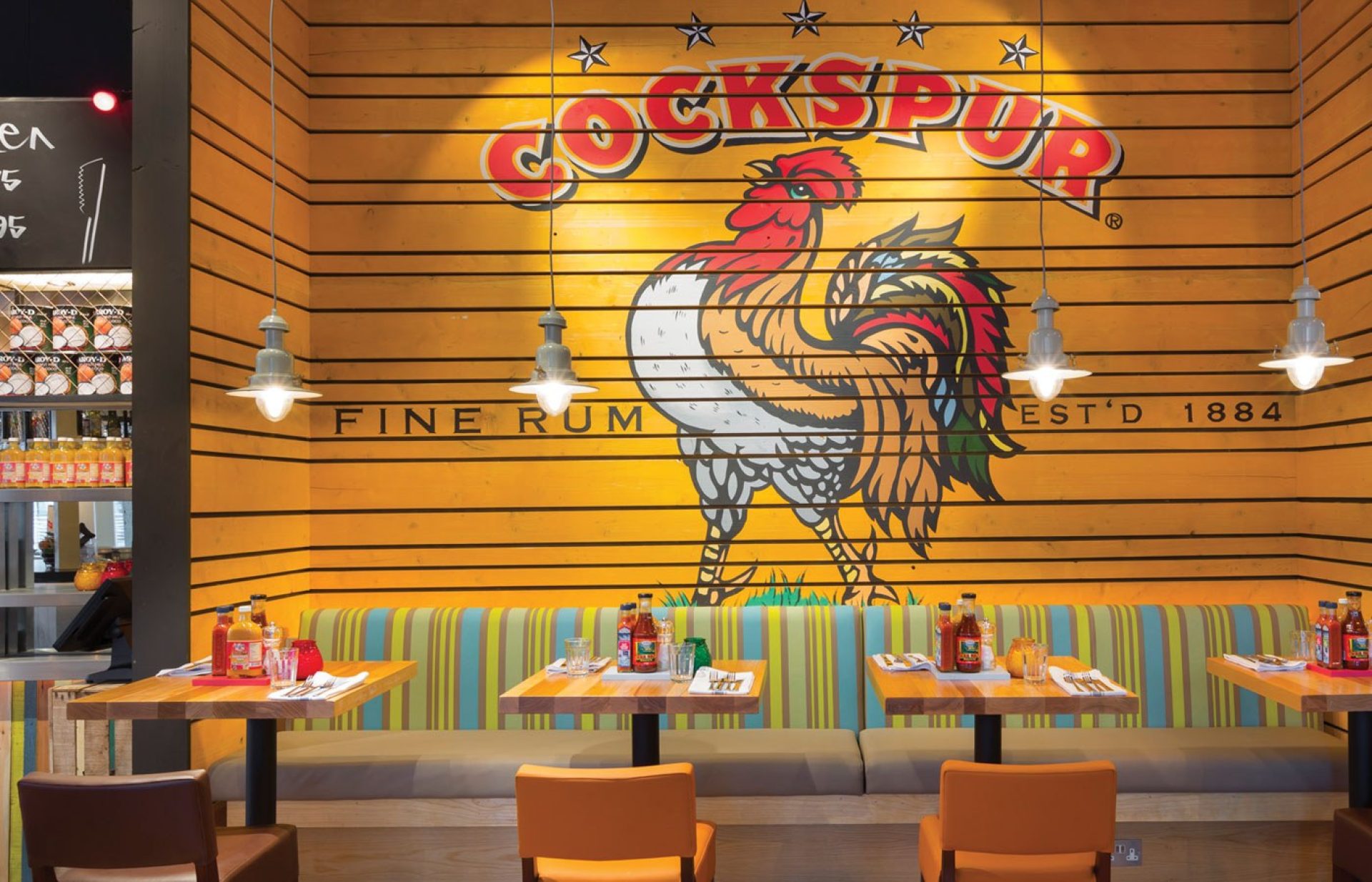 Southampton Turtle Bay interior Cockspur Rum mural