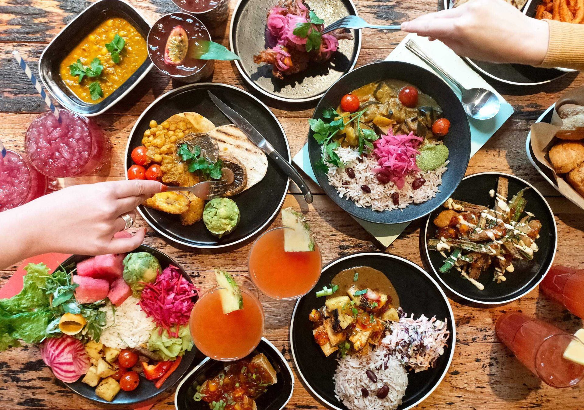 Top Down Vegan and 2-4-1 Tropical Cocktail Spread